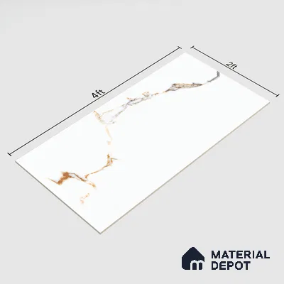 Marble Statuario Wall & Floor Tile TL 00963 Pure White 4 ft x 2 ft Glossy Finish Vitrified Tile - 9 mm | Suitable For Living Room, Bedroom, Dining