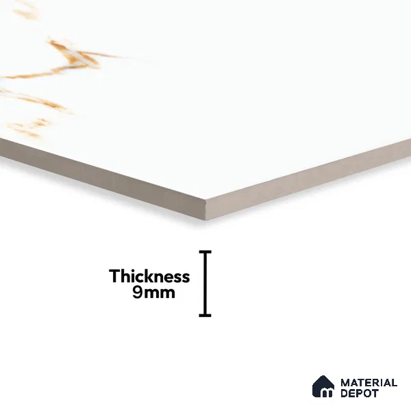 Marble Statuario Wall & Floor Tile TL 00963 Pure White 4 ft x 2 ft Glossy Finish Vitrified Tile - 9 mm | Suitable For Living Room, Bedroom, Dining