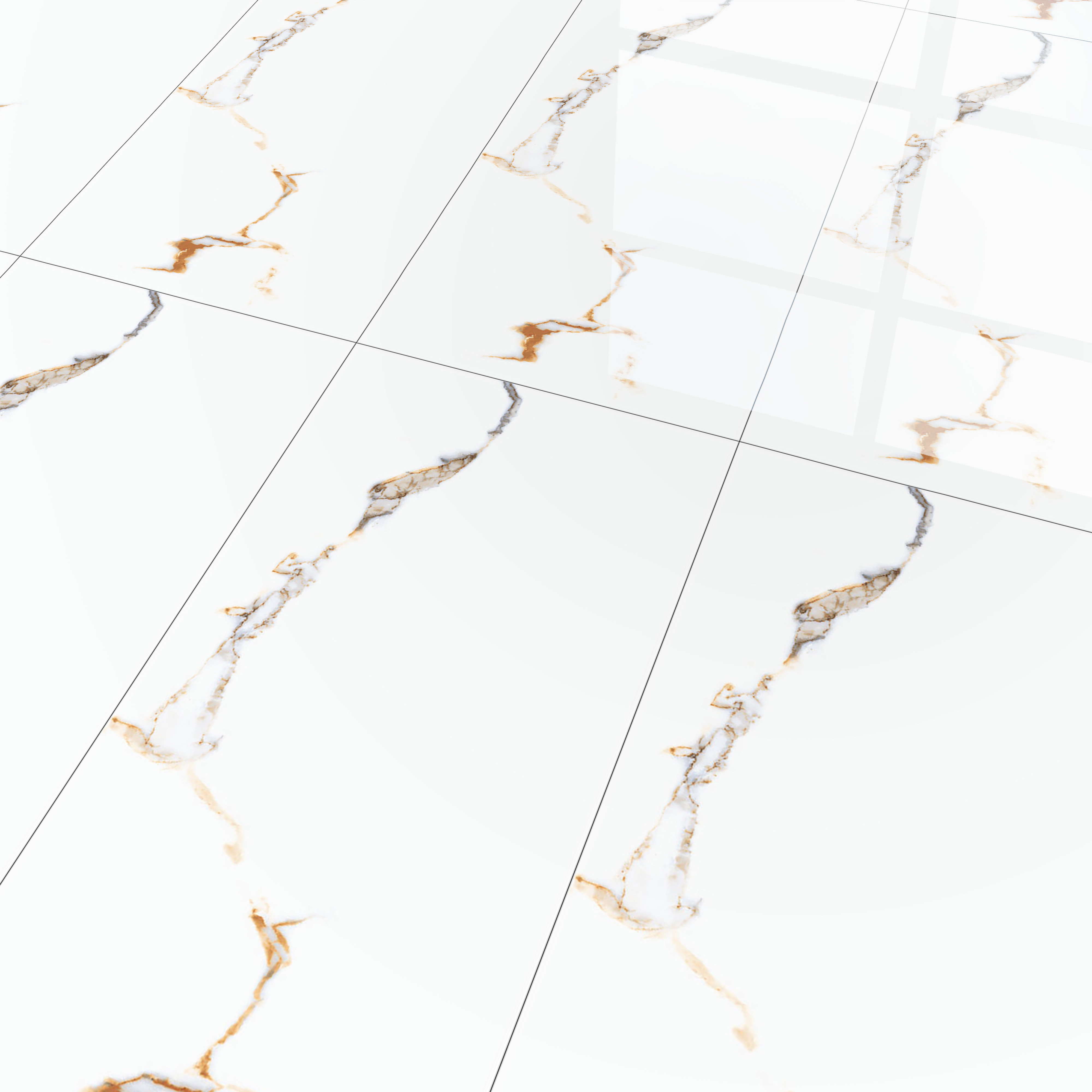 Marble Statuario Wall & Floor Tile TL 00963 Pure White 4 ft x 2 ft Glossy Finish Vitrified Tile - 9 mm | Suitable For Living Room, Bedroom, Dining