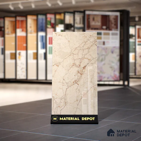 Marble Crema Marfil Wall & Floor Tile TL 00996 Wheat Beige 4 ft x 2 ft Glossy Finish Vitrified Tile - 9 mm | Suitable For Living Room, Bedroom, Dining
