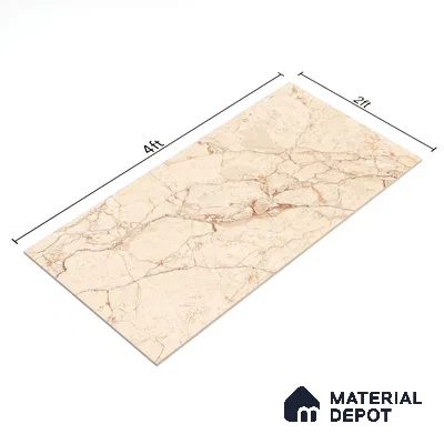 Marble Crema Marfil Wall & Floor Tile TL 00996 Wheat Beige 4 ft x 2 ft Glossy Finish Vitrified Tile - 9 mm | Suitable For Living Room, Bedroom, Dining