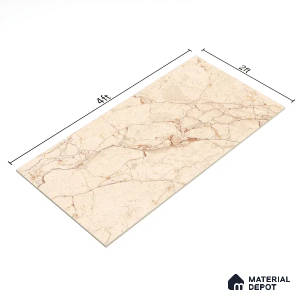 Marble Crema Marfil Wall & Floor Tile TL 00996 Wheat Beige 4 ft x 2 ft Glossy Finish Vitrified Tile - 9 mm | Suitable For Living Room, Bedroom, Dining