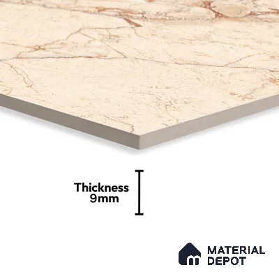 Marble Crema Marfil Wall & Floor Tile TL 00996 Wheat Beige 4 ft x 2 ft Glossy Finish Vitrified Tile - 9 mm | Suitable For Living Room, Bedroom, Dining