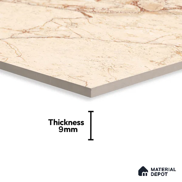 Marble Crema Marfil Wall & Floor Tile TL 00996 Wheat Beige 4 ft x 2 ft Glossy Finish Vitrified Tile - 9 mm | Suitable For Living Room, Bedroom, Dining