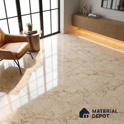 Marble Crema Marfil Wall & Floor Tile TL 00996 Wheat Beige 4 ft x 2 ft Glossy Finish Vitrified Tile - 9 mm | Suitable For Living Room, Bedroom, Dining