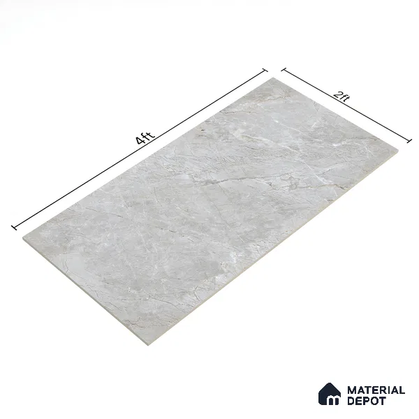 Marble Tundra Grey Wall & Floor Tile TL 00998 Silver Grey 4 ft x 2 ft Matte Finish Vitrified Tile - 9 mm | Random Designs | Suitable For Living Room, Bedroom, Kitchen