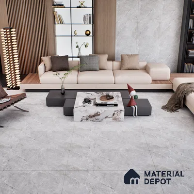 Marble Tundra Grey Wall & Floor Tile TL 00998 Silver Grey 4 ft x 2 ft Matte Finish Vitrified Tile - 9 mm | Random Designs | Suitable For Living Room, Bedroom, Kitchen