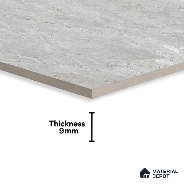 Marble Tundra Grey Wall & Floor Tile TL 00998 Silver Grey 4 ft x 2 ft Matte Finish Vitrified Tile - 9 mm | Random Designs | Suitable For Living Room, Bedroom, Kitchen