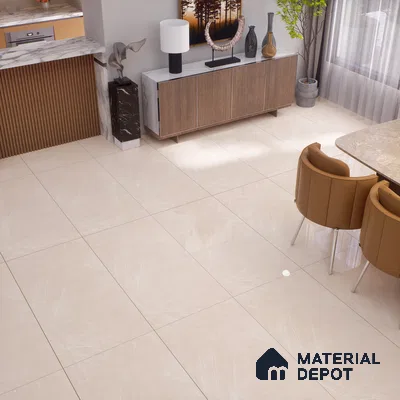 Marble Crema Marfil Wall & Floor Tile TL 01002 Warm Beige 4 ft x 2 ft Glossy Finish Vitrified Tile - 9 mm | Suitable For Living Room, Bedroom, Dining