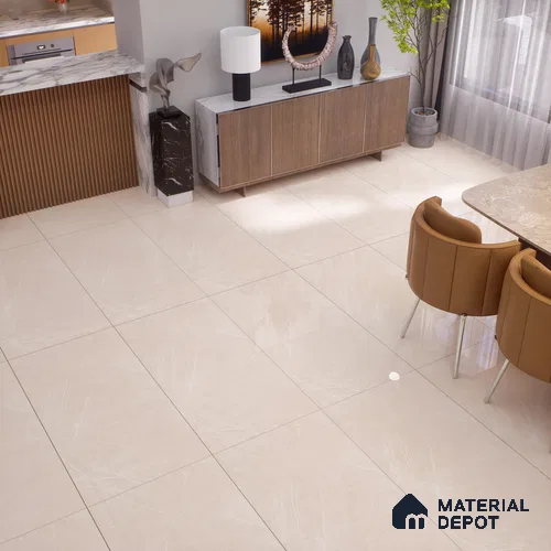 Marble Crema Marfil Wall & Floor Tile TL 01002 Warm Beige 4 ft x 2 ft Glossy Finish Vitrified Tile - 9 mm | Suitable For Living Room, Bedroom, Dining