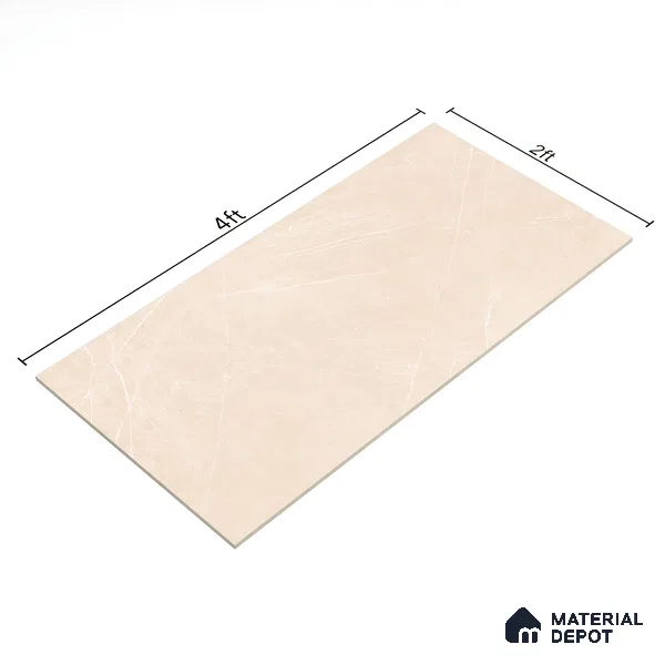 Marble Crema Marfil Wall & Floor Tile TL 01002 Warm Beige 4 ft x 2 ft Glossy Finish Vitrified Tile - 9 mm | Suitable For Living Room, Bedroom, Dining