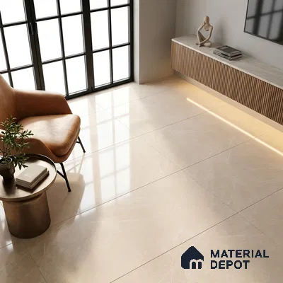 Marble Crema Marfil Wall & Floor Tile TL 01002 Warm Beige 4 ft x 2 ft Glossy Finish Vitrified Tile - 9 mm | Suitable For Living Room, Bedroom, Dining