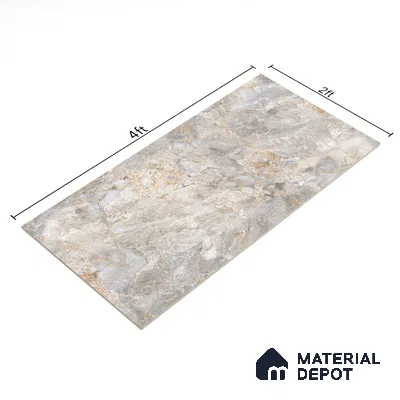 Marble Bardiglio Wall & Floor Tile TL 01006 Light Grey 4 ft x 2 ft Glossy Finish Vitrified Tile - 9 mm | Random Designs | Suitable For Living Room, Bedroom, Dining