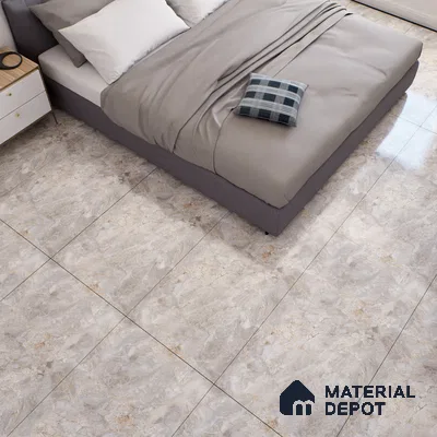 Marble Bardiglio Wall & Floor Tile TL 01006 Light Grey 4 ft x 2 ft Glossy Finish Vitrified Tile - 9 mm | Random Designs | Suitable For Living Room, Bedroom, Dining