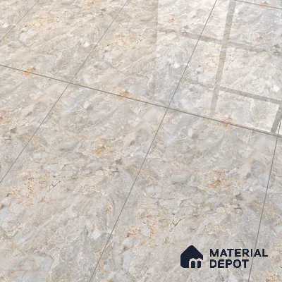 Marble Bardiglio Wall & Floor Tile TL 01006 Light Grey 4 ft x 2 ft Glossy Finish Vitrified Tile - 9 mm | Random Designs | Suitable For Living Room, Bedroom, Dining