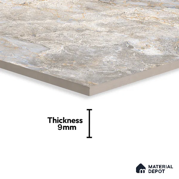 Marble Bardiglio Wall & Floor Tile TL 01006 Light Grey 4 ft x 2 ft Glossy Finish Vitrified Tile - 9 mm | Random Designs | Suitable For Living Room, Bedroom, Dining