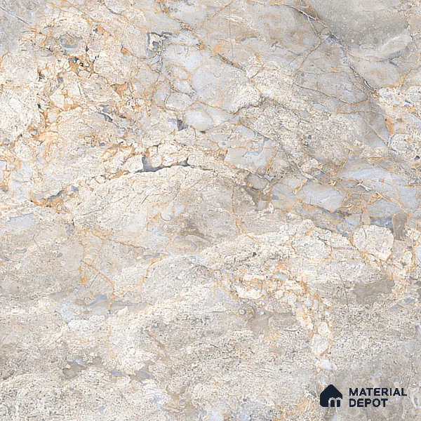 Marble Bardiglio Wall & Floor Tile TL 01006 Light Grey 4 ft x 2 ft Glossy Finish Vitrified Tile - 9 mm | Random Designs | Suitable For Living Room, Bedroom, Dining