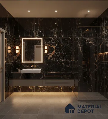 TL 01012 Sagon Black 1200x600 mm High Gloss Finish Vitrified Wall & Floor Tile - 9 mm