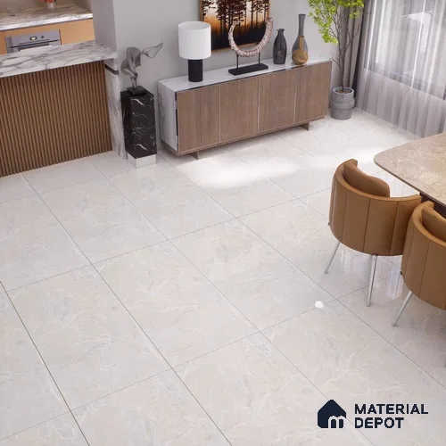 Marble Crema Marfil Wall & Floor Tile TL 01015 Sand Beige 4 ft x 2 ft Glossy Finish Vitrified Tile - 9 mm | Suitable For Living Room, Bedroom, Dining