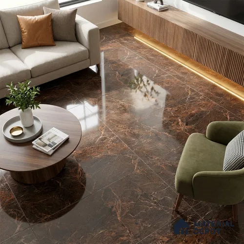 Marble Emperador Wall & Floor Tile TL 01016 Espresso Brown 4 ft x 2 ft High Gloss Finish Vitrified Tile - 9 mm | Suitable For Living Room, Bedroom, Dining