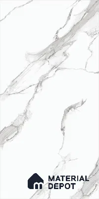 Marble Statuario Wall & Floor Tile TL 01017 Pure White 4 ft x 2 ft Glossy Finish Vitrified Tile - 9 mm | Suitable For Living Room, Bedroom, Dining