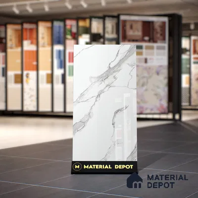 Marble Statuario Wall & Floor Tile TL 01017 Pure White 4 ft x 2 ft Glossy Finish Vitrified Tile - 9 mm | Suitable For Living Room, Bedroom, Dining