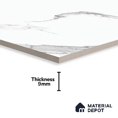 Marble Statuario Wall & Floor Tile TL 01017 Pure White 4 ft x 2 ft Glossy Finish Vitrified Tile - 9 mm | Suitable For Living Room, Bedroom, Dining