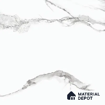 Marble Statuario Wall & Floor Tile TL 01017 Pure White 4 ft x 2 ft Glossy Finish Vitrified Tile - 9 mm | Suitable For Living Room, Bedroom, Dining