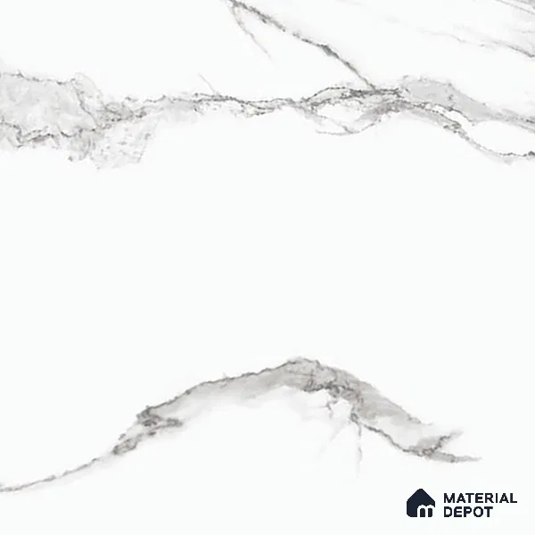 Marble Statuario Wall & Floor Tile TL 01017 Pure White 4 ft x 2 ft Glossy Finish Vitrified Tile - 9 mm | Suitable For Living Room, Bedroom, Dining