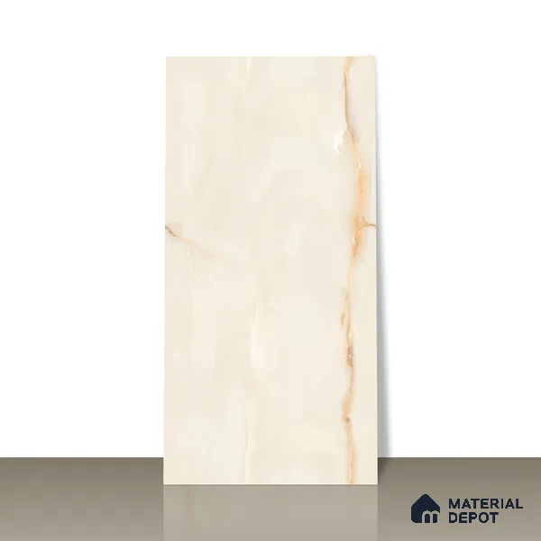 Marble Onyx Wall & Floor Tile TL 01077 Latte Beige 4 ft x 2 ft Glossy Finish Vitrified Tile - 9 mm | Suitable For Living Room, Bedroom, Dining