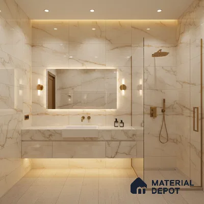 Marble Wall & Floor Vitrified Tile Oyster Beige 4 ft x 2 ft | TL 01077 Glossy Finish - 9 mm | Suitable for Living Room, Bedroom