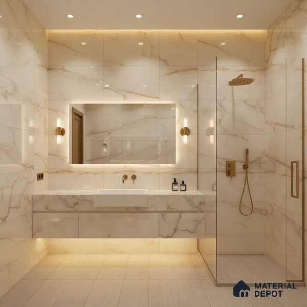 Marble Wall & Floor Vitrified Tile Oyster Beige 4 ft x 2 ft | TL 01077 Glossy Finish - 9 mm | Suitable for Living Room, Bedroom