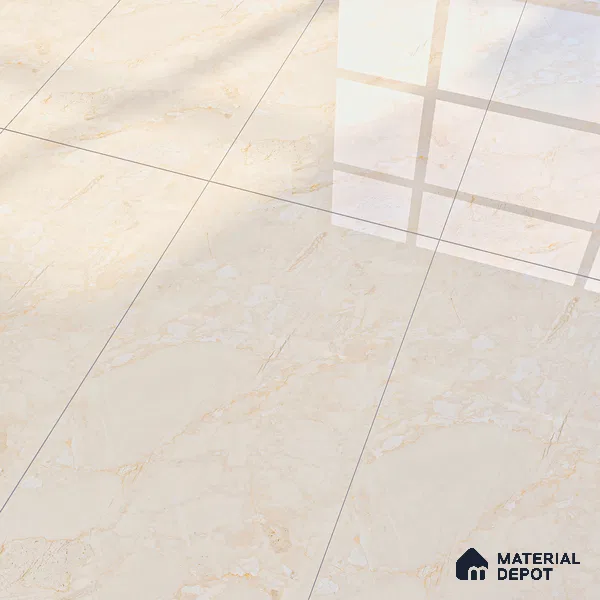 Marble Endless Perlato Sicilia Wall & Floor Tile TL 01078 Almond Cream 4 ft x 2 ft Glossy Finish Vitrified Tile - 9 mm | Suitable For Living Room, Bedroom, Dining
