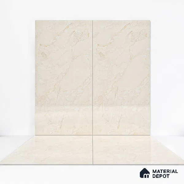 Marble Endless Perlato Sicilia Wall & Floor Tile TL 01078 Almond Cream 4 ft x 2 ft Glossy Finish Vitrified Tile - 9 mm | Suitable For Living Room, Bedroom, Dining