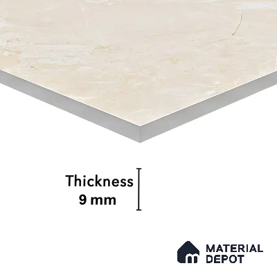 Marble Endless Perlato Sicilia Wall & Floor Tile TL 01078 Almond Cream 4 ft x 2 ft Glossy Finish Vitrified Tile - 9 mm | Suitable For Living Room, Bedroom, Dining