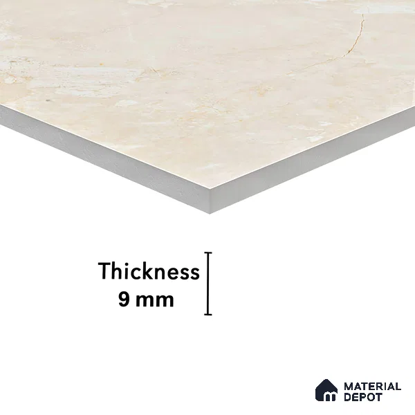 Marble Endless Perlato Sicilia Wall & Floor Tile TL 01078 Almond Cream 4 ft x 2 ft Glossy Finish Vitrified Tile - 9 mm | Suitable For Living Room, Bedroom, Dining