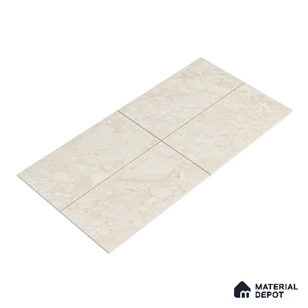 Marble Endless Perlato Sicilia Wall & Floor Tile TL 01078 Almond Cream 4 ft x 2 ft Glossy Finish Vitrified Tile - 9 mm | Suitable For Living Room, Bedroom, Dining