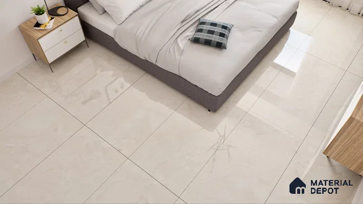 Marble Endless Perlato Sicilia Wall & Floor Tile TL 01078 Almond Cream 4 ft x 2 ft Glossy Finish Vitrified Tile - 9 mm | Suitable For Living Room, Bedroom, Dining