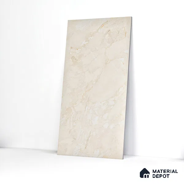 Marble Endless Perlato Sicilia Wall & Floor Tile TL 01078 Almond Cream 4 ft x 2 ft Glossy Finish Vitrified Tile - 9 mm | Suitable For Living Room, Bedroom, Dining