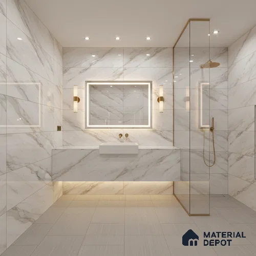 Marble Wall & Floor Vitrified Tile Ghost White 4 ft x 2 ft | TL 01083 Glossy Finish - 9 mm | Suitable for Living Room, Bedroom