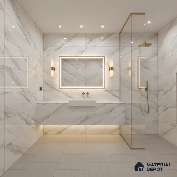 Marble Wall & Floor Vitrified Tile Ghost White 4 ft x 2 ft | TL 01083 Glossy Finish - 9 mm | Suitable for Living Room, Bedroom