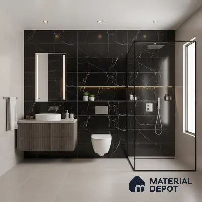 Endless Wall & Floor Vitrified Tile Obsidian Black 4 ft x 2 ft | TL 01084 High Gloss Finish - 9 mm | Suitable for Living Room, Bedroom