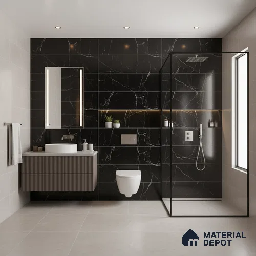 Endless Wall & Floor Vitrified Tile Obsidian Black 4 ft x 2 ft | TL 01084 High Gloss Finish - 9 mm | Suitable for Living Room, Bedroom