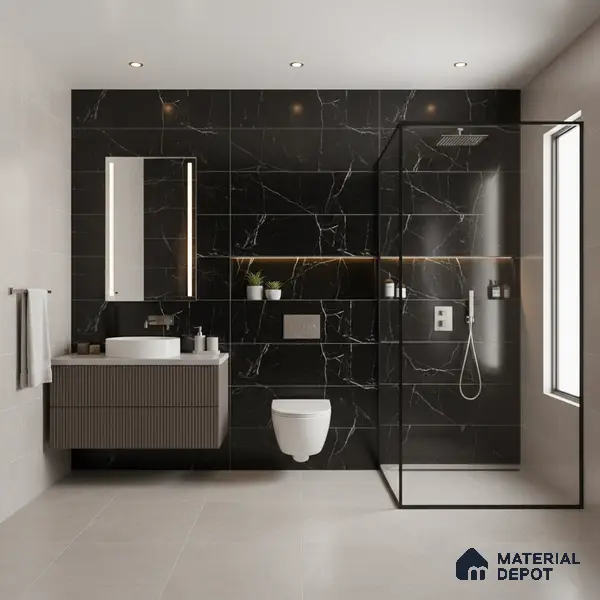 Endless Wall & Floor Vitrified Tile Obsidian Black 4 ft x 2 ft | TL 01084 High Gloss Finish - 9 mm | Suitable for Living Room, Bedroom