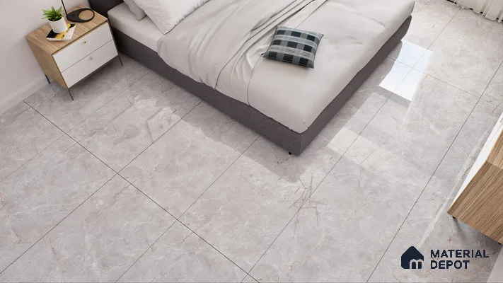 Marble Endless Fior di Bosco Wall & Floor Tile TL 01085 Light Grey 4 ft x 2 ft Glossy Finish Vitrified Tile - 9 mm | Suitable For Living Room, Bedroom, Dining
