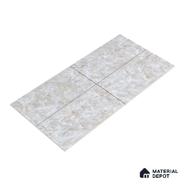 Marble Endless Fior di Bosco Wall & Floor Tile TL 01085 Light Grey 4 ft x 2 ft Glossy Finish Vitrified Tile - 9 mm | Suitable For Living Room, Bedroom, Dining