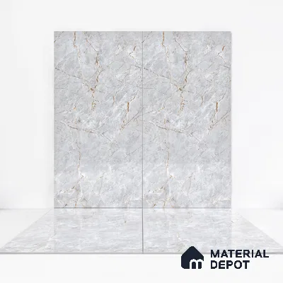 Marble Endless Fior di Bosco Wall & Floor Tile TL 01085 Light Grey 4 ft x 2 ft Glossy Finish Vitrified Tile - 9 mm | Suitable For Living Room, Bedroom, Dining