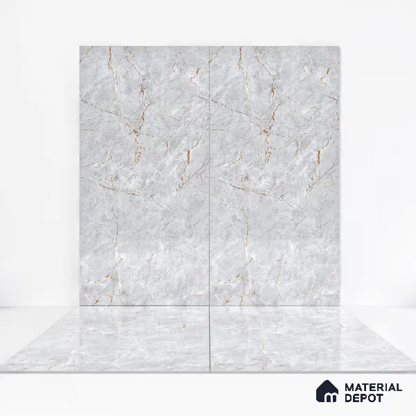 Marble Endless Fior di Bosco Wall & Floor Tile TL 01085 Light Grey 4 ft x 2 ft Glossy Finish Vitrified Tile - 9 mm | Suitable For Living Room, Bedroom, Dining