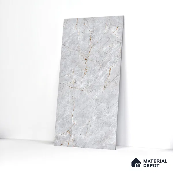 Marble Endless Fior di Bosco Wall & Floor Tile TL 01085 Light Grey 4 ft x 2 ft Glossy Finish Vitrified Tile - 9 mm | Suitable For Living Room, Bedroom, Dining