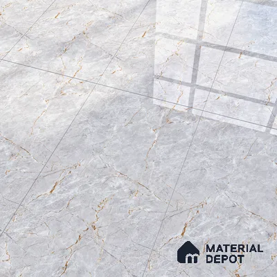 Marble Endless Fior di Bosco Wall & Floor Tile TL 01085 Light Grey 4 ft x 2 ft Glossy Finish Vitrified Tile - 9 mm | Suitable For Living Room, Bedroom, Dining